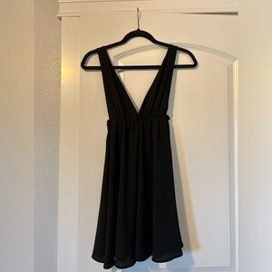 Black low-cut babydoll dress